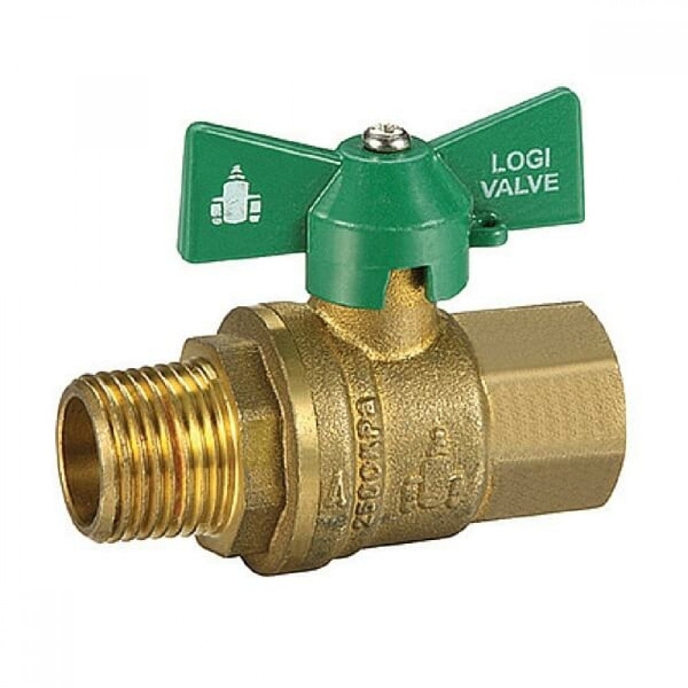 Gas Cock Dual App. MxF 15mmYellow Tee Handle